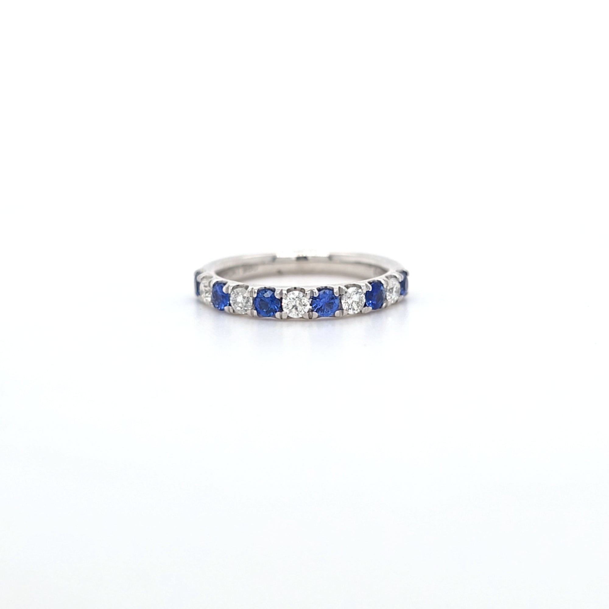 Diamond & Sapphire Claw Set Half Eternity Ring Set in Platinum