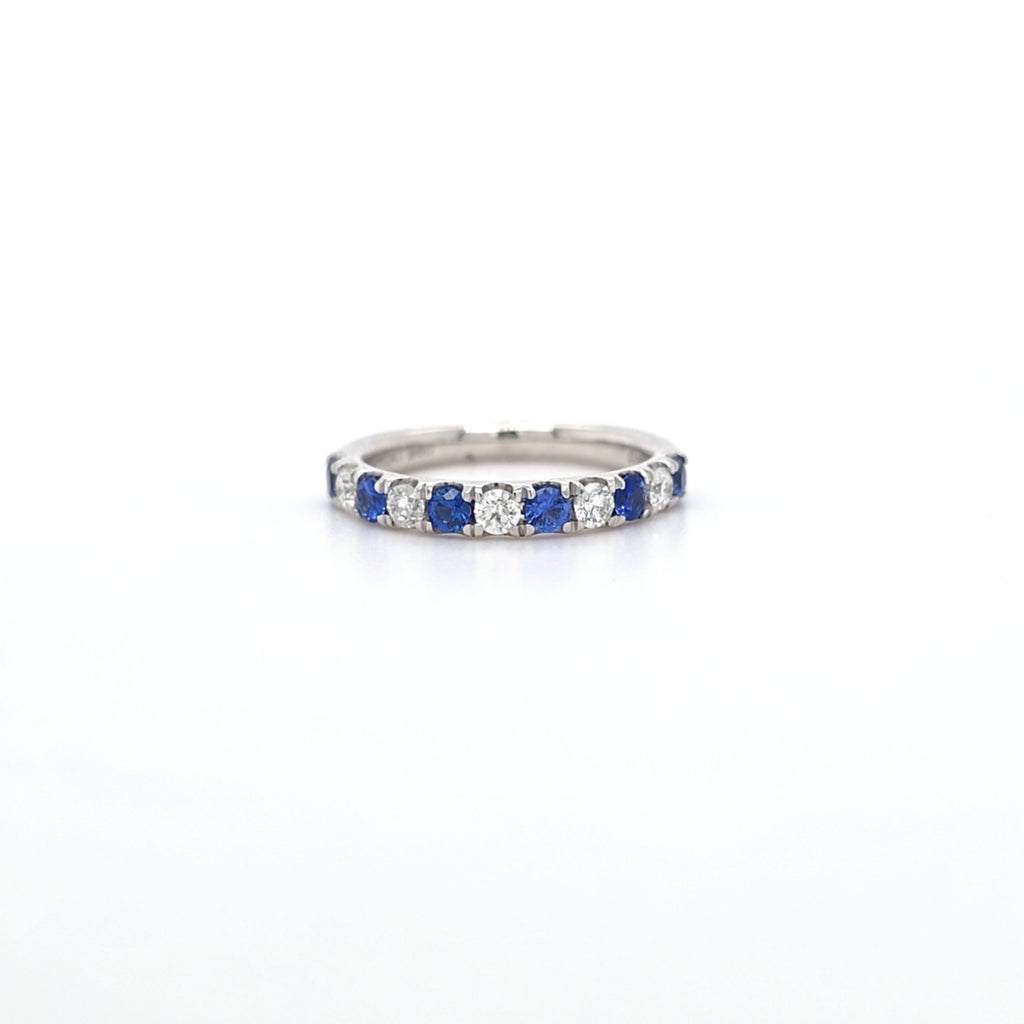 Diamond & Sapphire Claw Set Half Eternity Ring Set in Platinum