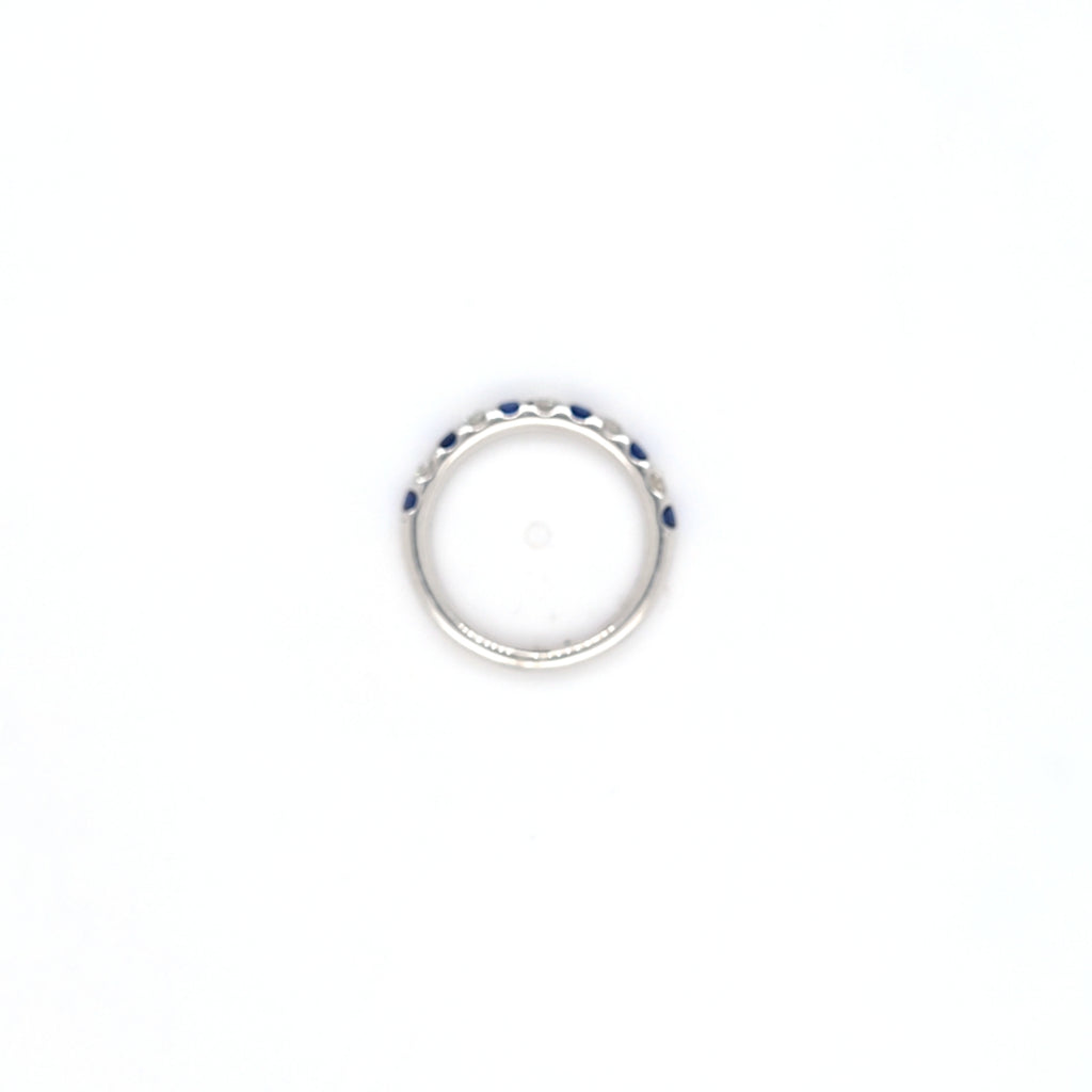 Diamond & Sapphire Claw Set Half Eternity Ring Set in Platinum