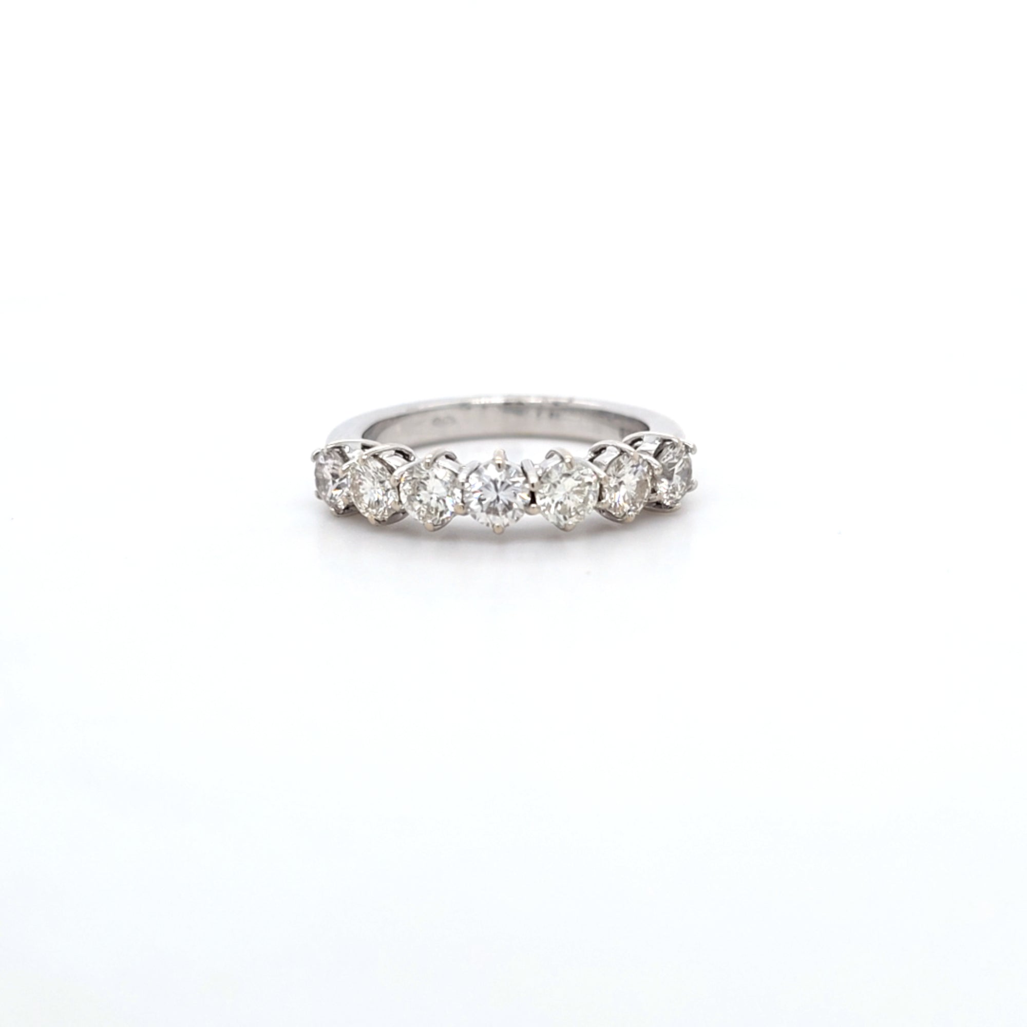 c. 1.20ct H/SI Diamond 7 Stone Ring Set In 18t White Gold