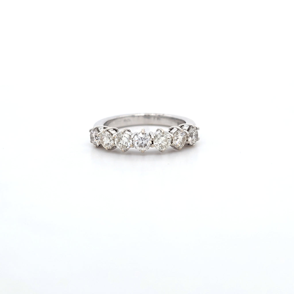 c. 1.20ct H/SI Diamond 7 Stone Ring Set In 18t White Gold
