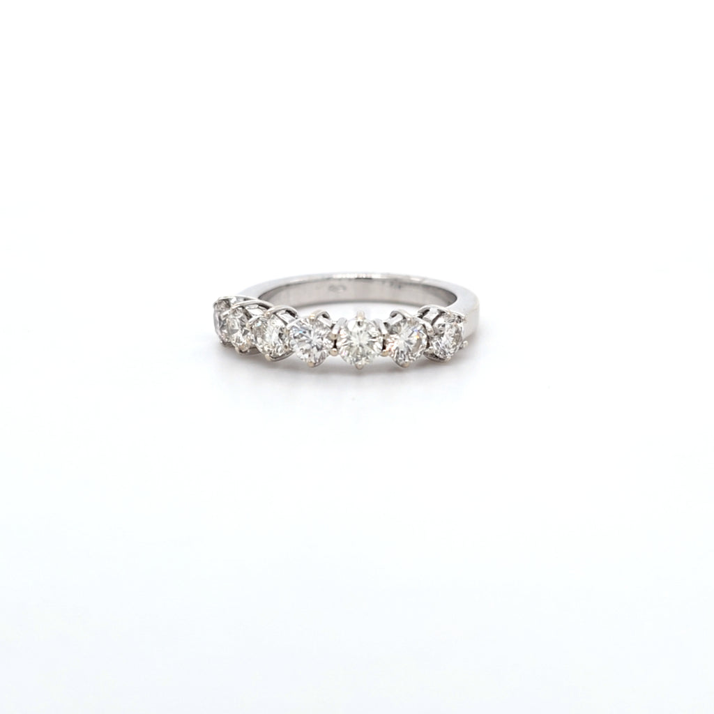 c. 1.20ct H/SI Diamond 7 Stone Ring Set In 18t White Gold
