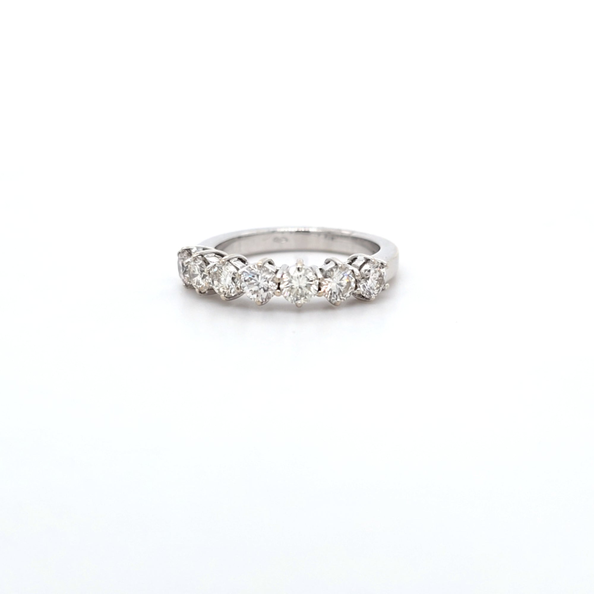 c. 1.20ct H/SI Diamond 7 Stone Ring Set In 18t White Gold