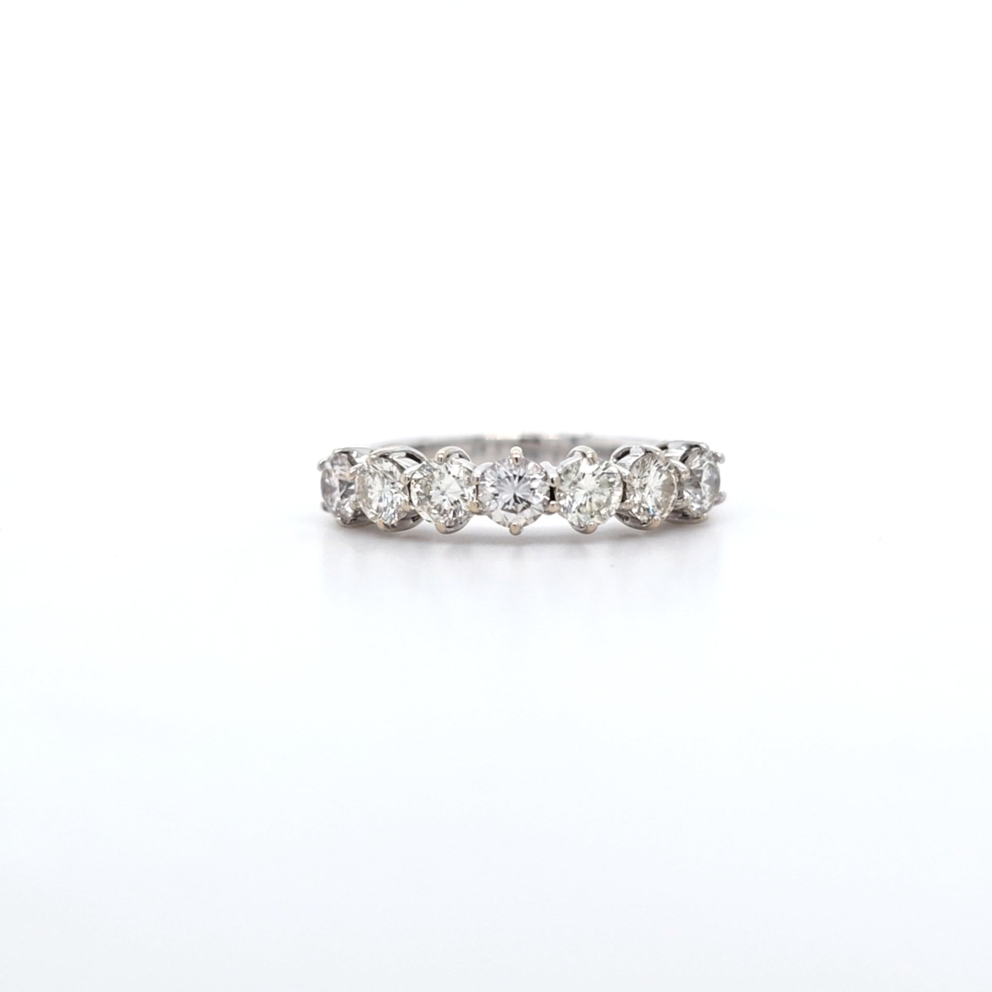 c. 1.20ct H/SI Diamond 7 Stone Ring Set In 18t White Gold