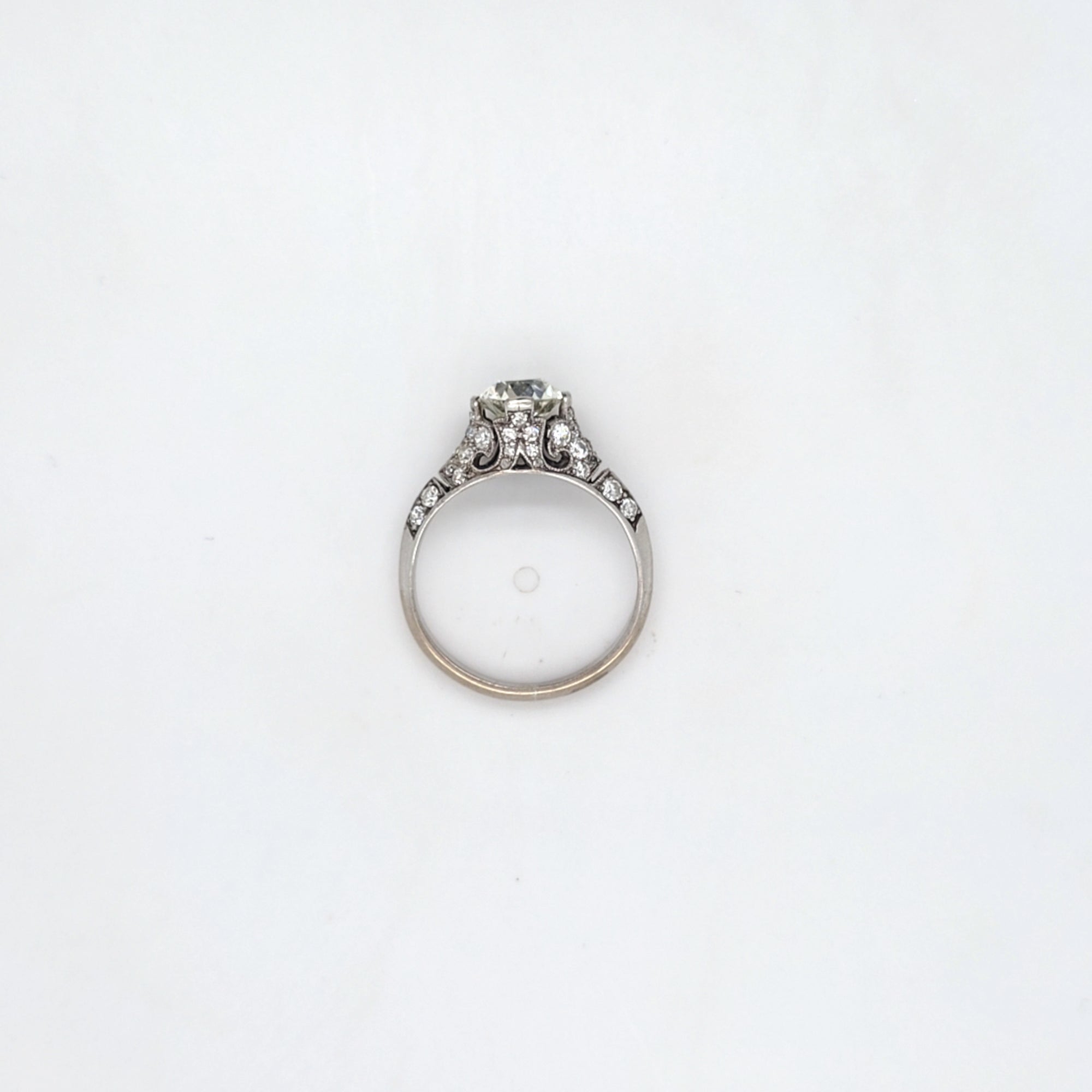 1.23ct Old Round Brilliant Cut Diamond Ring Set in 18ct White Gold