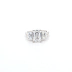 IGI 2.54ct D/VS1 Emerald Cut LAB Diamond Solitaire 3 Stone Ring Set in Platinum