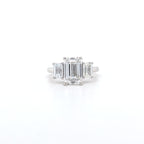 IGI 2.54ct D/VS1 Emerald Cut LAB Diamond Solitaire 3 Stone Ring Set in Platinum