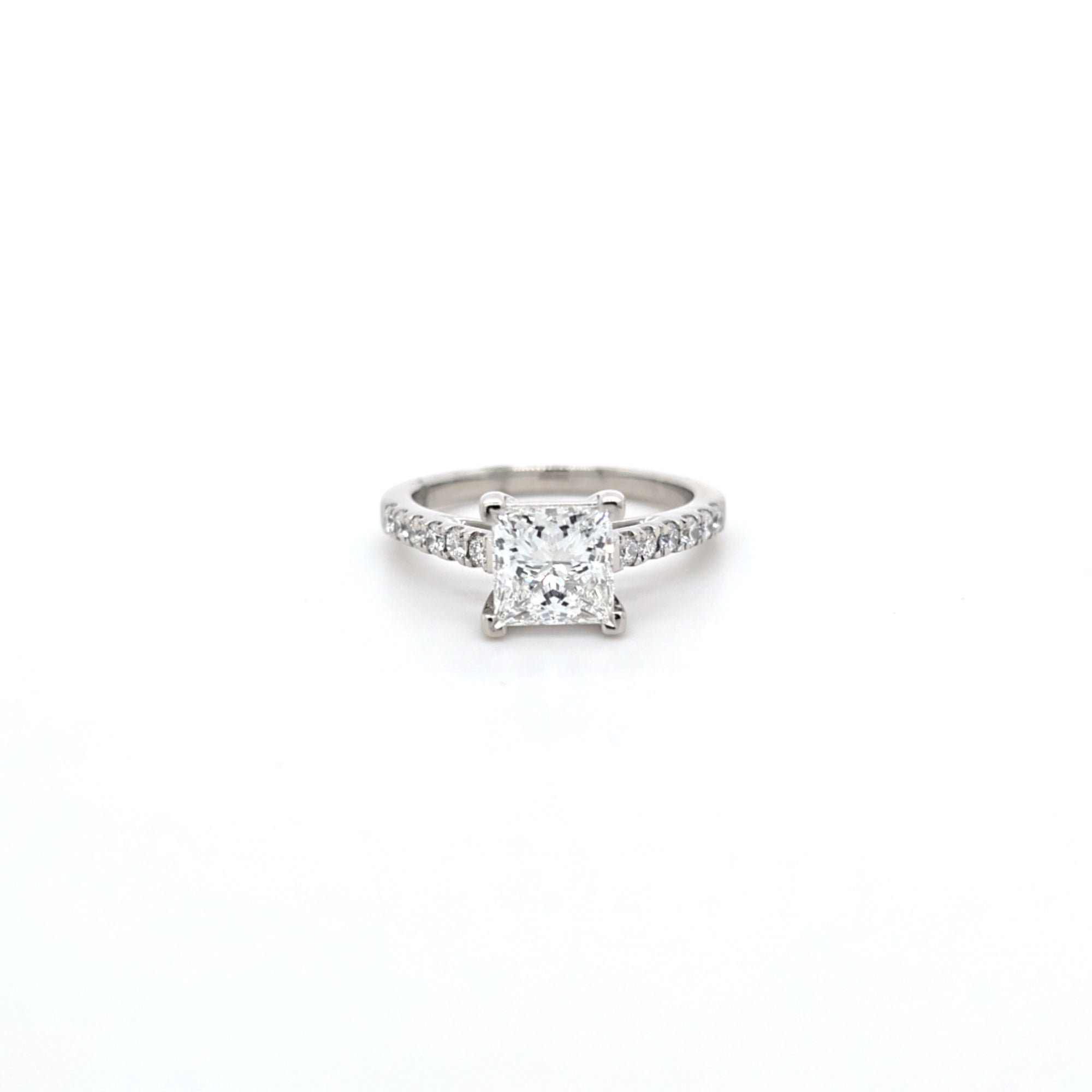 1.53ct D/VS2 LAB Princess Cut Diamond Ring with Diamond Shoulders set in Platinum