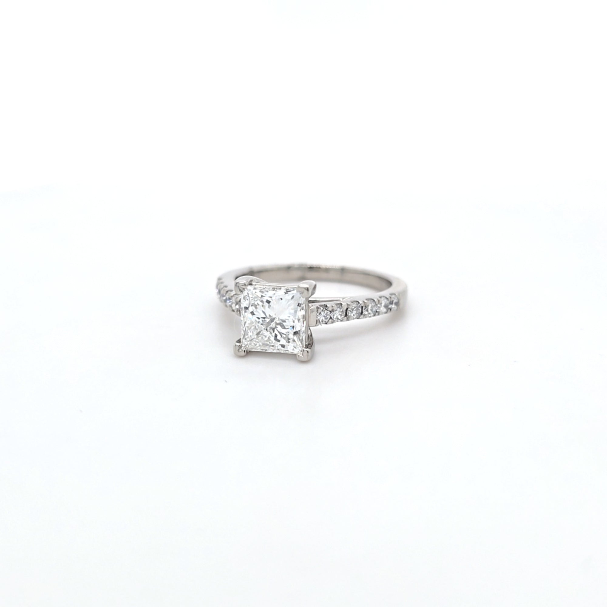 1.53ct D/VS2 LAB Princess Cut Diamond Ring with Diamond Shoulders set in Platinum