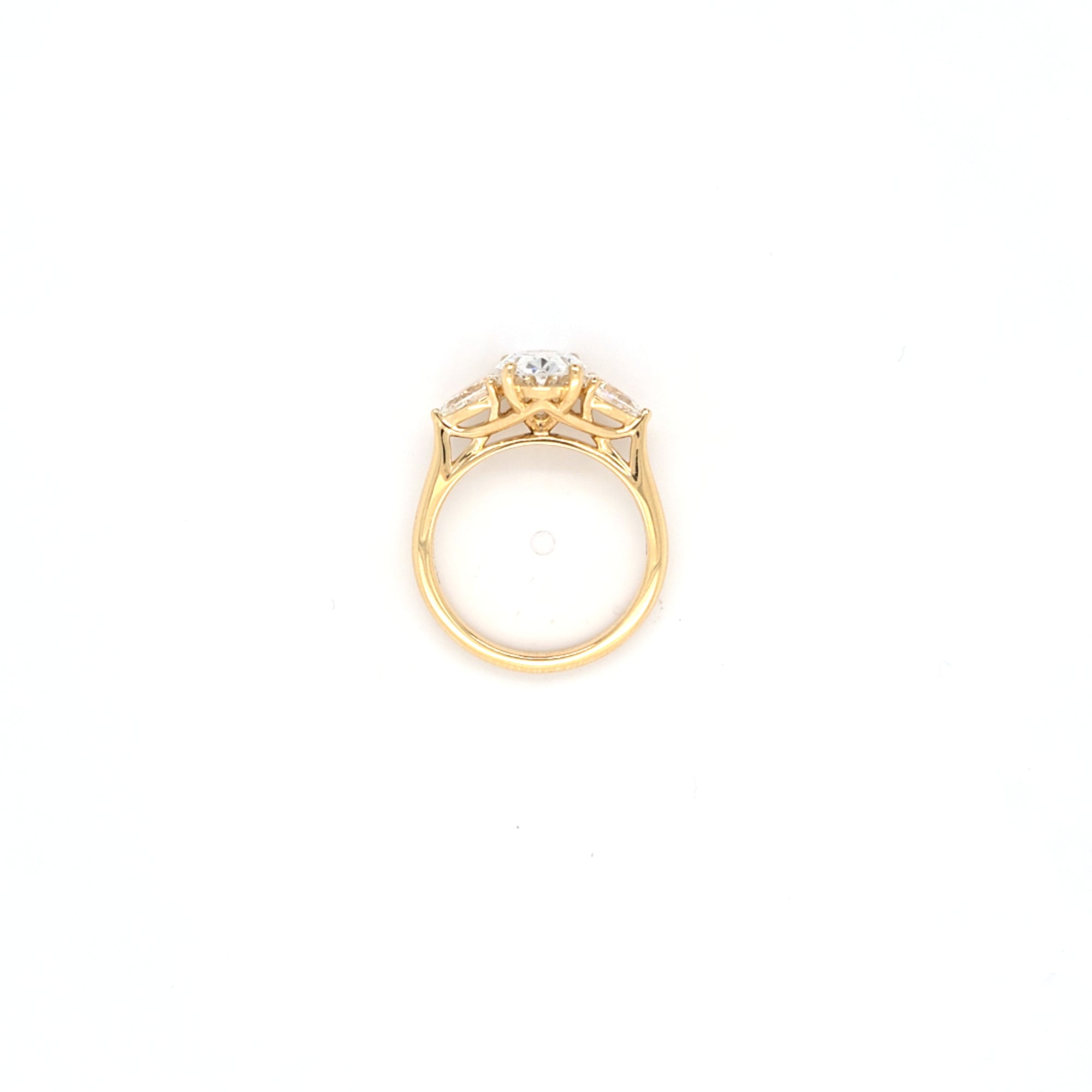 2.02ct D/VS2 Oval Cut LAB Diamond Ring with Pear Shape Side Stones Set in 18ct Yellow Gold