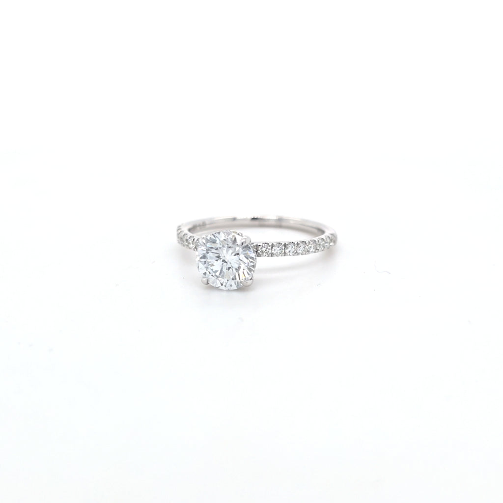 1.62ct LAB Diamond Ring with Diamond Shoulders and Hidden Halo set in 9ct White Gold