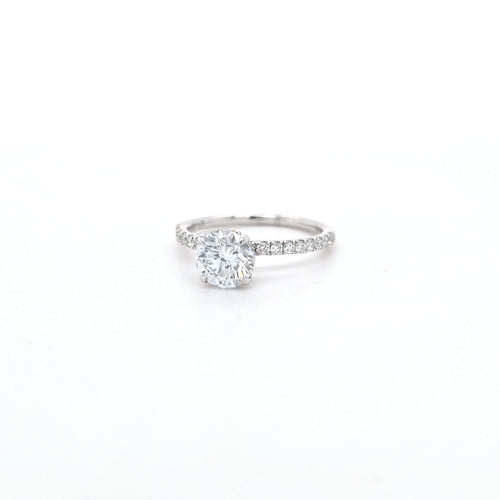 1.62ct LAB Diamond Ring with Diamond Shoulders and Hidden Halo set in 9ct White Gold - Montpellier Jewellers