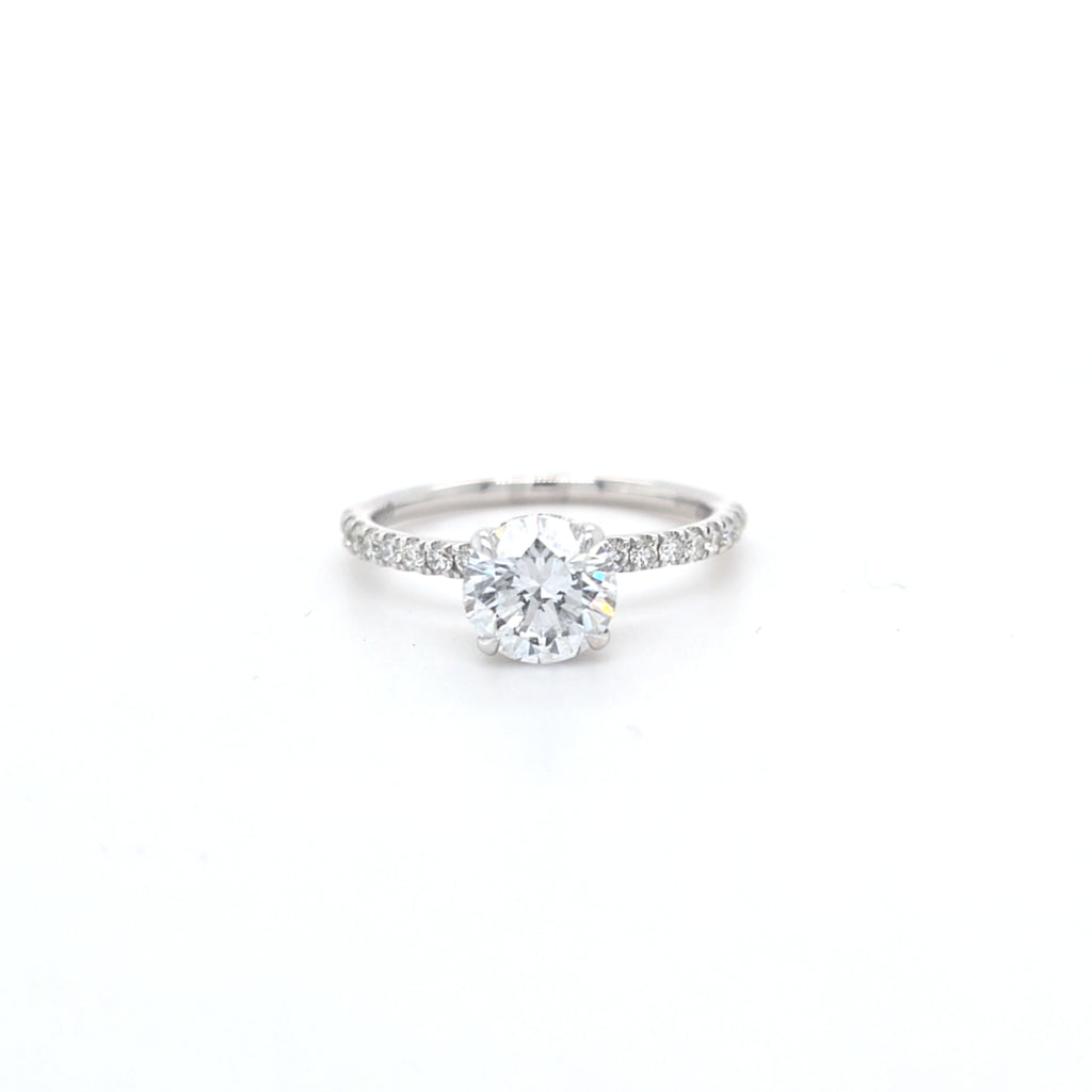 1.62ct LAB Diamond Ring with Diamond Shoulders and Hidden Halo set in 9ct White Gold