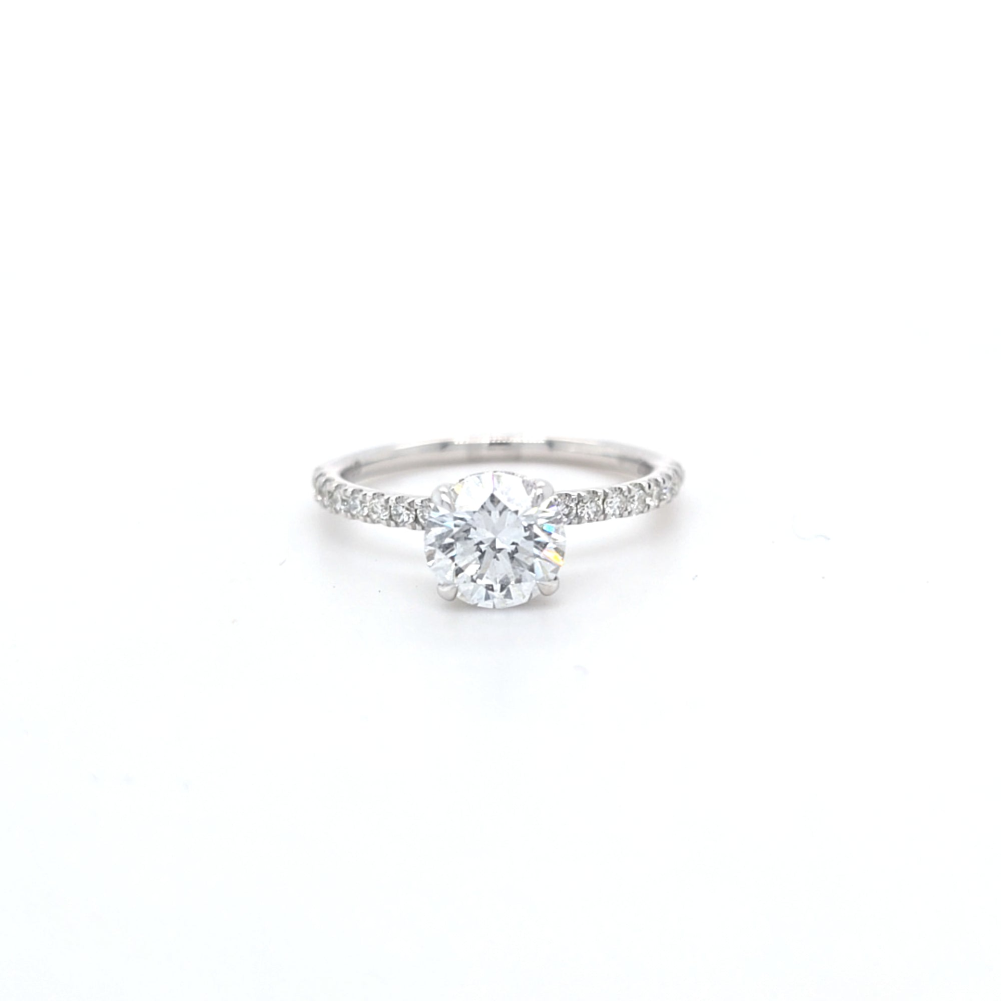 1.62ct LAB Diamond Ring with Diamond Shoulders and Hidden Halo set in 9ct White Gold