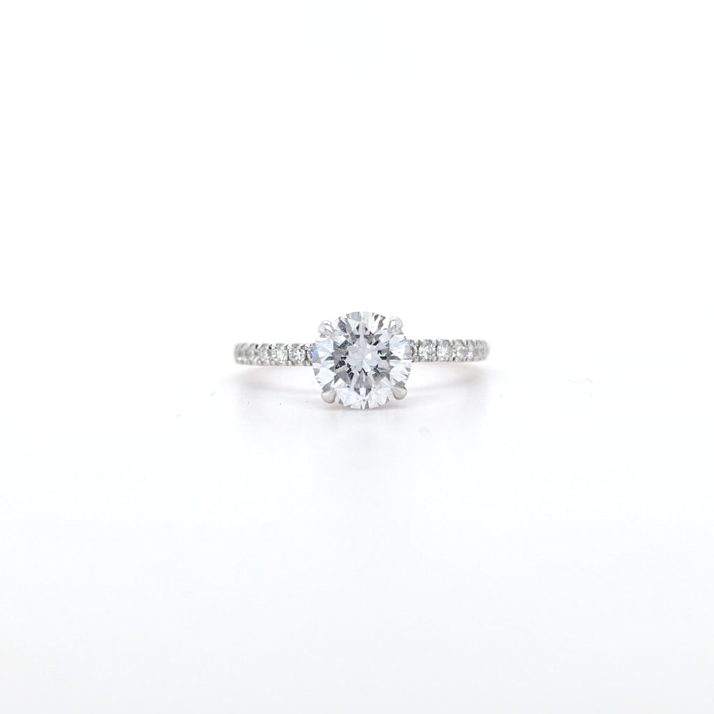1.62ct LAB Diamond Ring with Diamond Shoulders and Hidden Halo set in 9ct White Gold