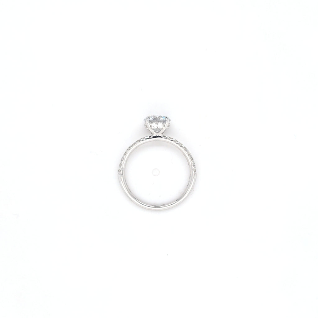 1.62ct LAB Diamond Ring with Diamond Shoulders and Hidden Halo set in 9ct White Gold
