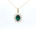1.44ct LAB Emerald and LAB Diamond Cluster Pendant in 9ct Yellow Gold with Chain - Montpellier Jewellers