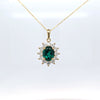 1.44ct LAB Emerald and LAB Diamond Cluster Pendant in 9ct Yellow Gold with Chain
