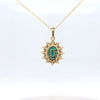 1.44ct LAB Emerald and LAB Diamond Cluster Pendant in 9ct Yellow Gold with Chain