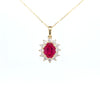 1.46ct LAB Ruby and LAB Diamond Cluster Pendant in 9ct Yellow Gold with Chain