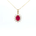 1.46ct LAB Ruby and LAB Diamond Cluster Pendant in 9ct Yellow Gold with Chain - Montpellier Jewellers