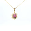 1.46ct LAB Ruby and LAB Diamond Cluster Pendant in 9ct Yellow Gold with Chain