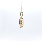 1.46ct LAB Ruby and LAB Diamond Cluster Pendant in 9ct Yellow Gold with Chain
