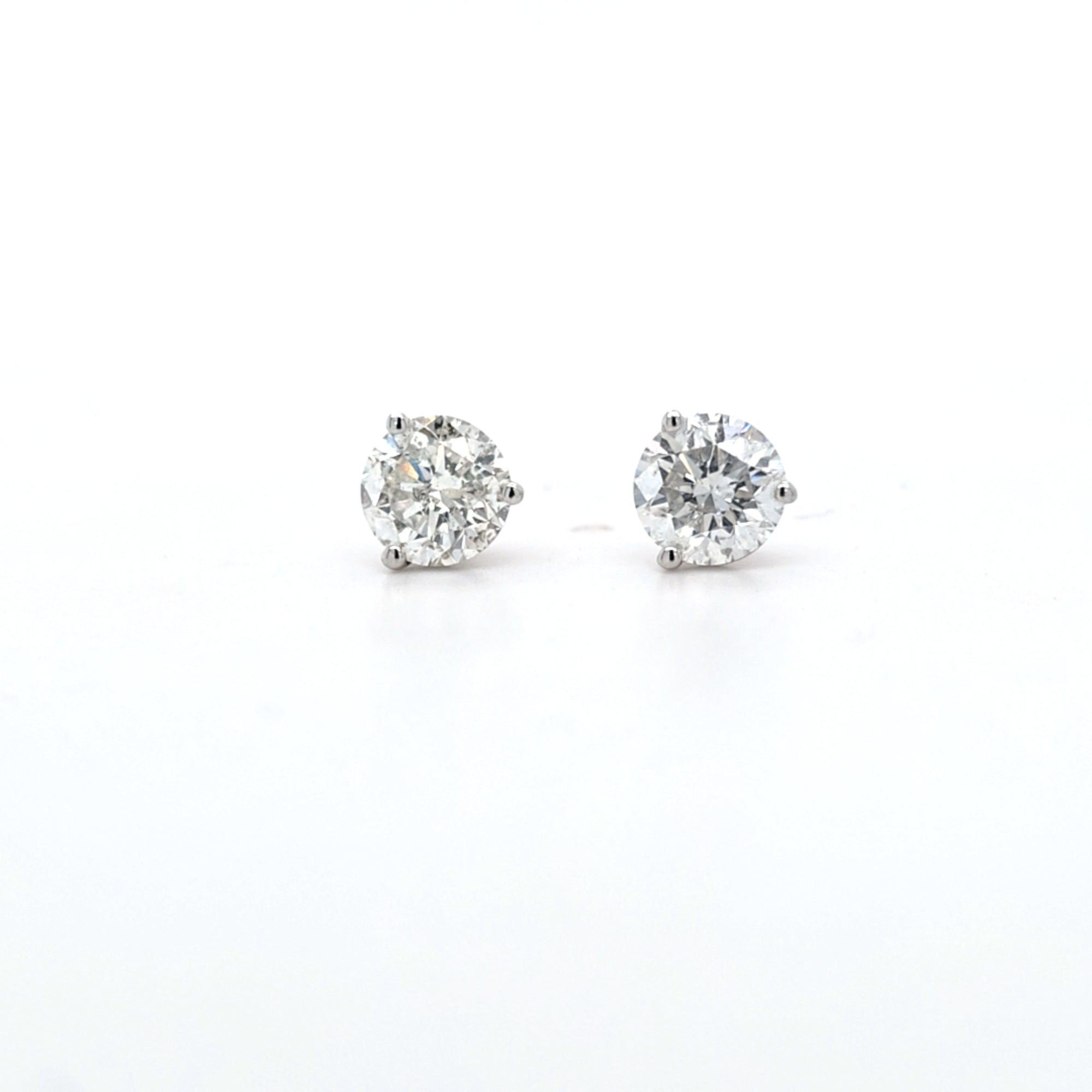 2.06ct H/SI Diamond Stud Earrings Set In White Gold