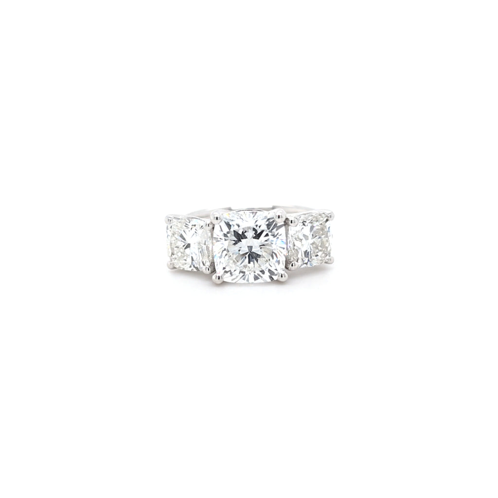 5.50ct F/VS1 Square Cushion Cut LAB Diamond Solitaire 3 Stone Ring Set in White Gold