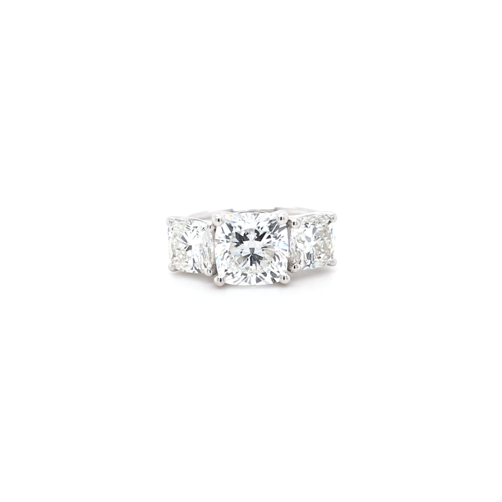 5.50ct F/VS1 Square Cushion Cut LAB Diamond Solitaire 3 Stone Ring Set in White Gold