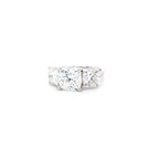 5.50ct F/VS1 Square Cushion Cut LAB Diamond Solitaire 3 Stone Ring Set in White Gold