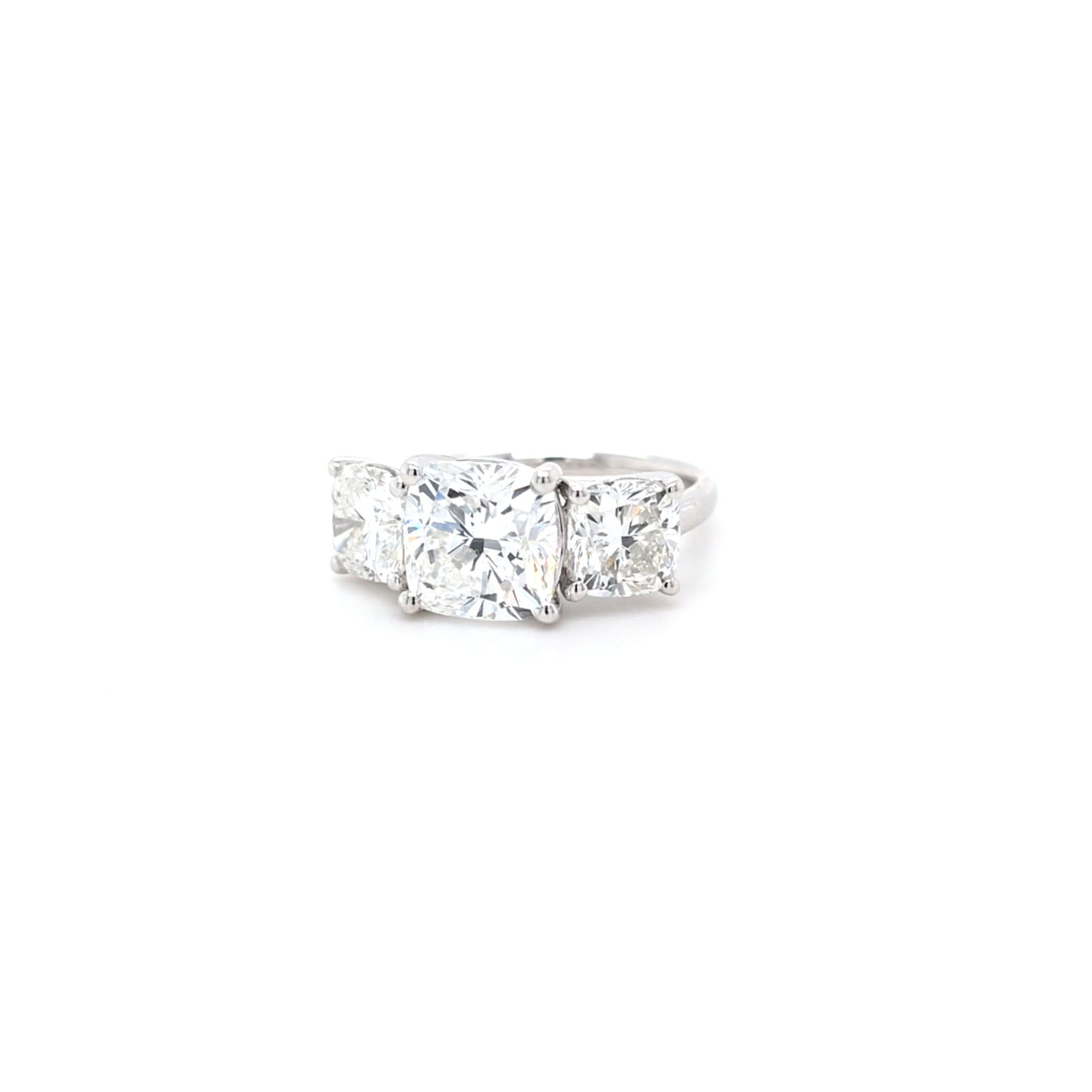 5.50ct F/VS1 Square Cushion Cut LAB Diamond Solitaire 3 Stone Ring Set in White Gold