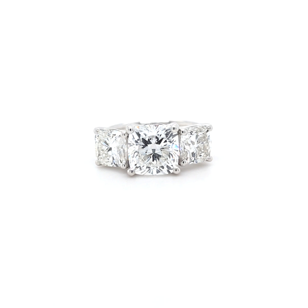 5.50ct F/VS1 Square Cushion Cut LAB Diamond Solitaire 3 Stone Ring Set in White Gold