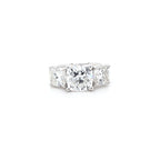 5.50ct F/VS1 Square Cushion Cut LAB Diamond Solitaire 3 Stone Ring Set in White Gold