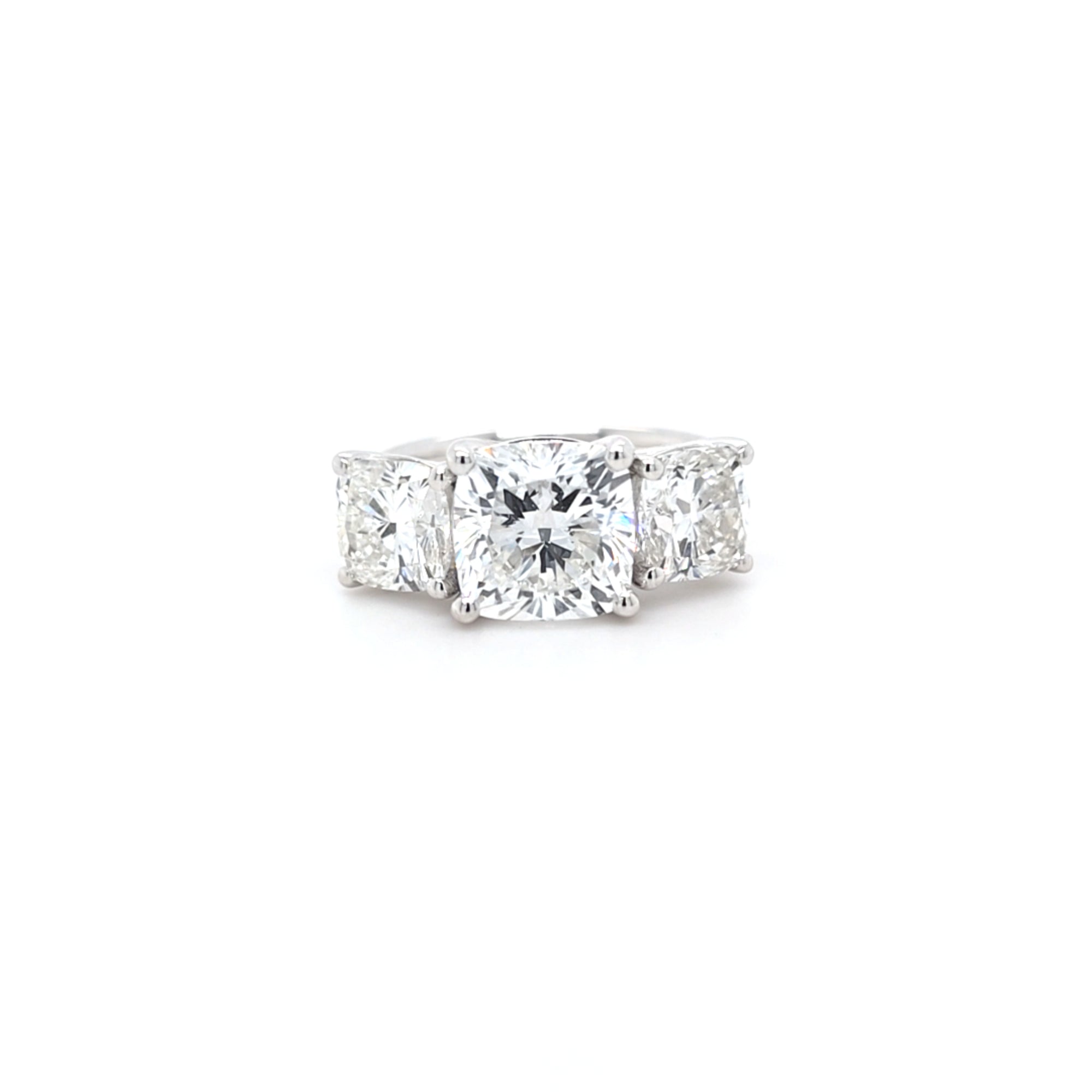 5.50ct F/VS1 Square Cushion Cut LAB Diamond Solitaire 3 Stone Ring Set in White Gold
