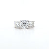 5.50ct F/VS1 Square Cushion Cut LAB Diamond Solitaire 3 Stone Ring Set in White Gold