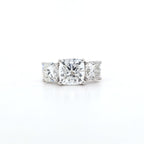 5.50ct F/VS1 Square Cushion Cut LAB Diamond Solitaire 3 Stone Ring Set in White Gold
