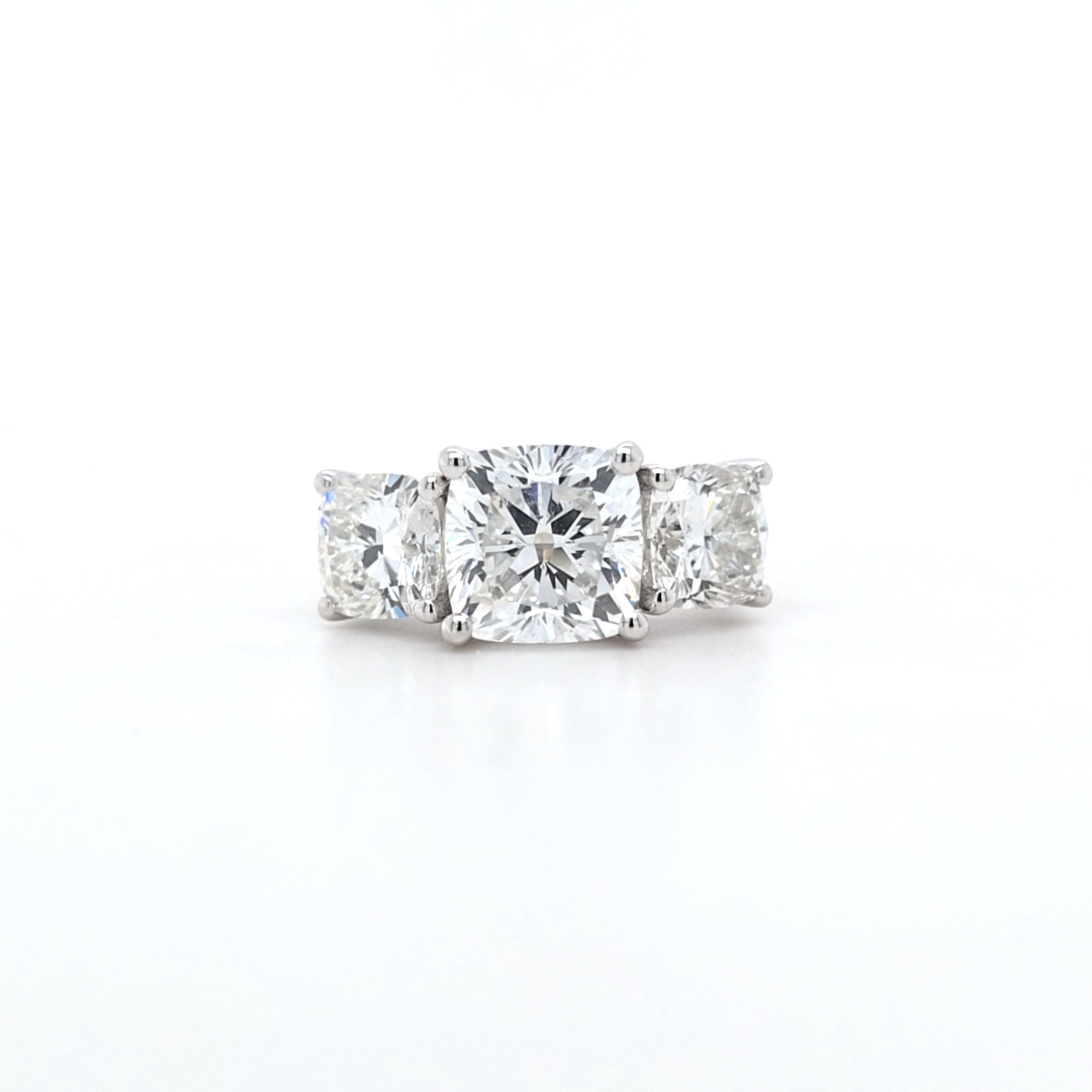5.50ct F/VS1 Square Cushion Cut LAB Diamond Solitaire 3 Stone Ring Set in White Gold