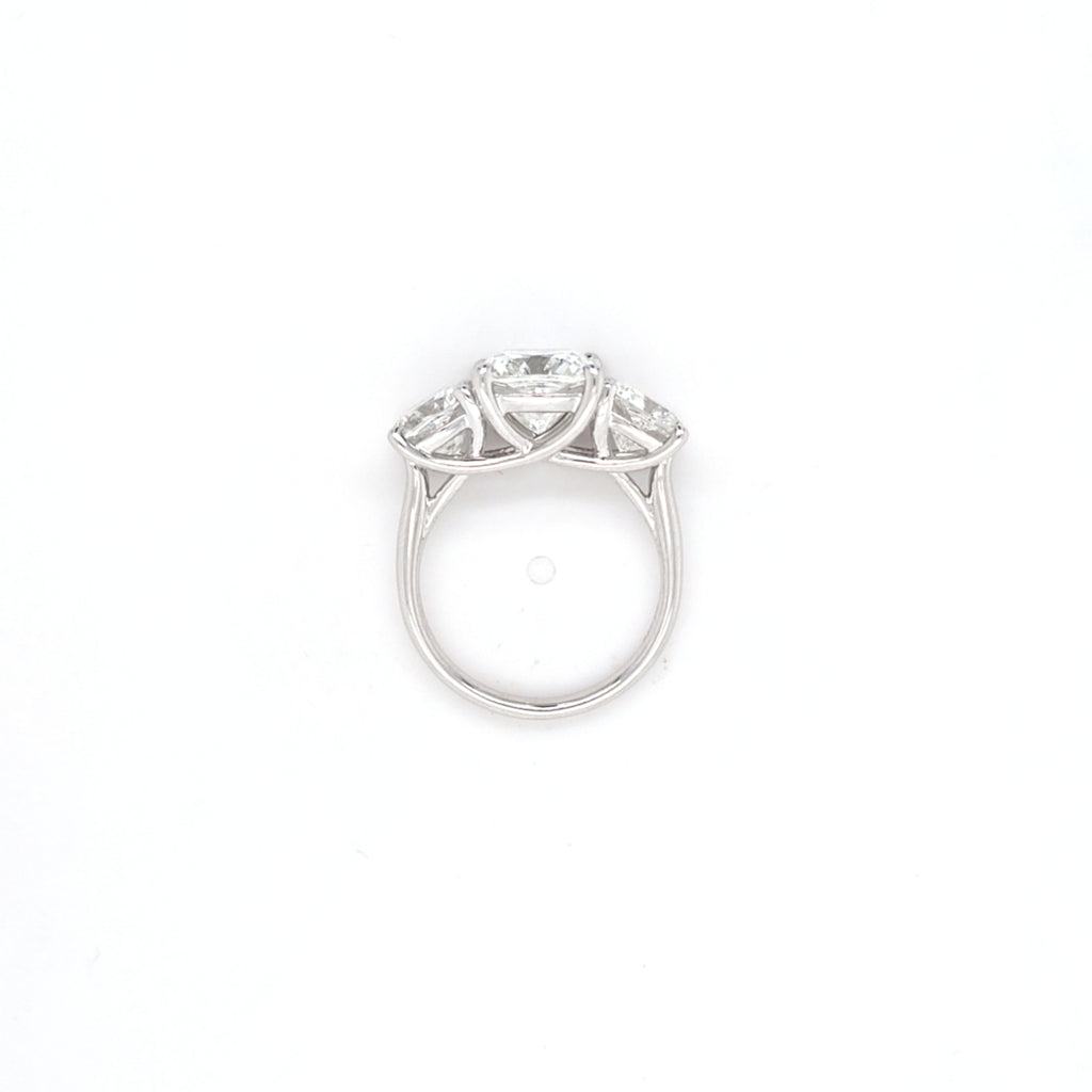 5.50ct F/VS1 Square Cushion Cut LAB Diamond Solitaire 3 Stone Ring Set in White Gold