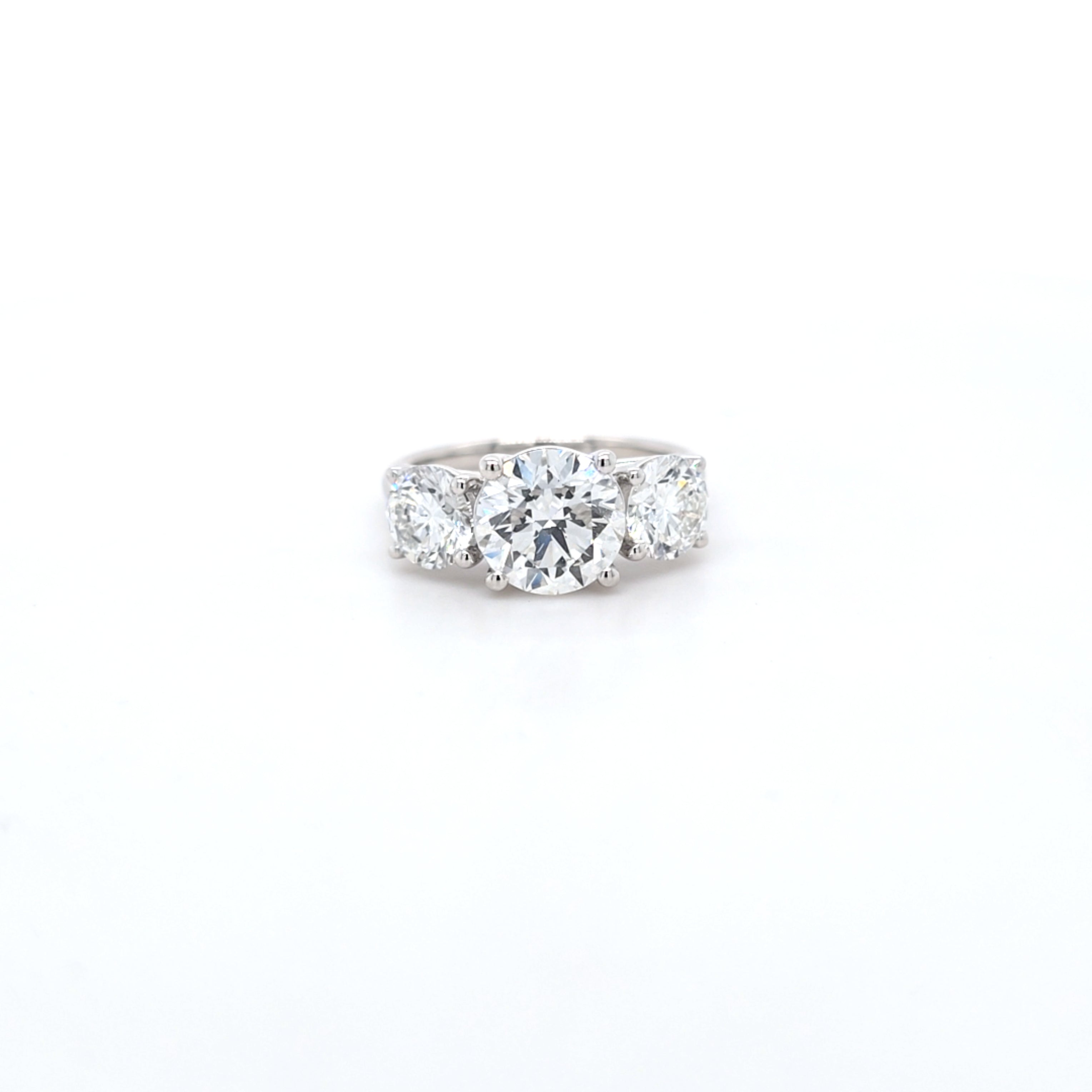 3.54ct F/VS1 Round Brilliant Cut LAB Diamond 3 Stone Ring Set in White Gold - Montpellier Jewellers