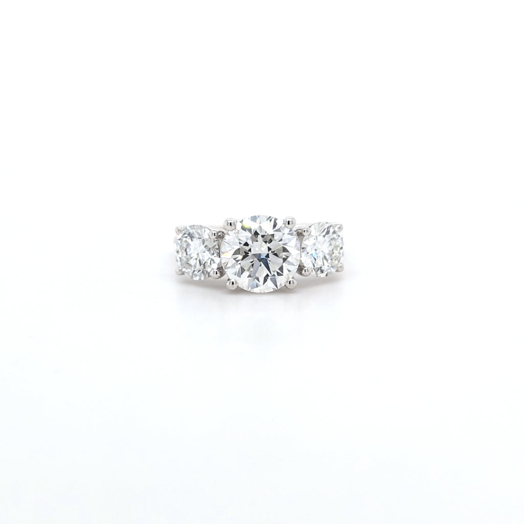 3.54ct F/VS1 Round Brilliant Cut LAB Diamond Solitaire 3 Stone Ring Set in White Gold