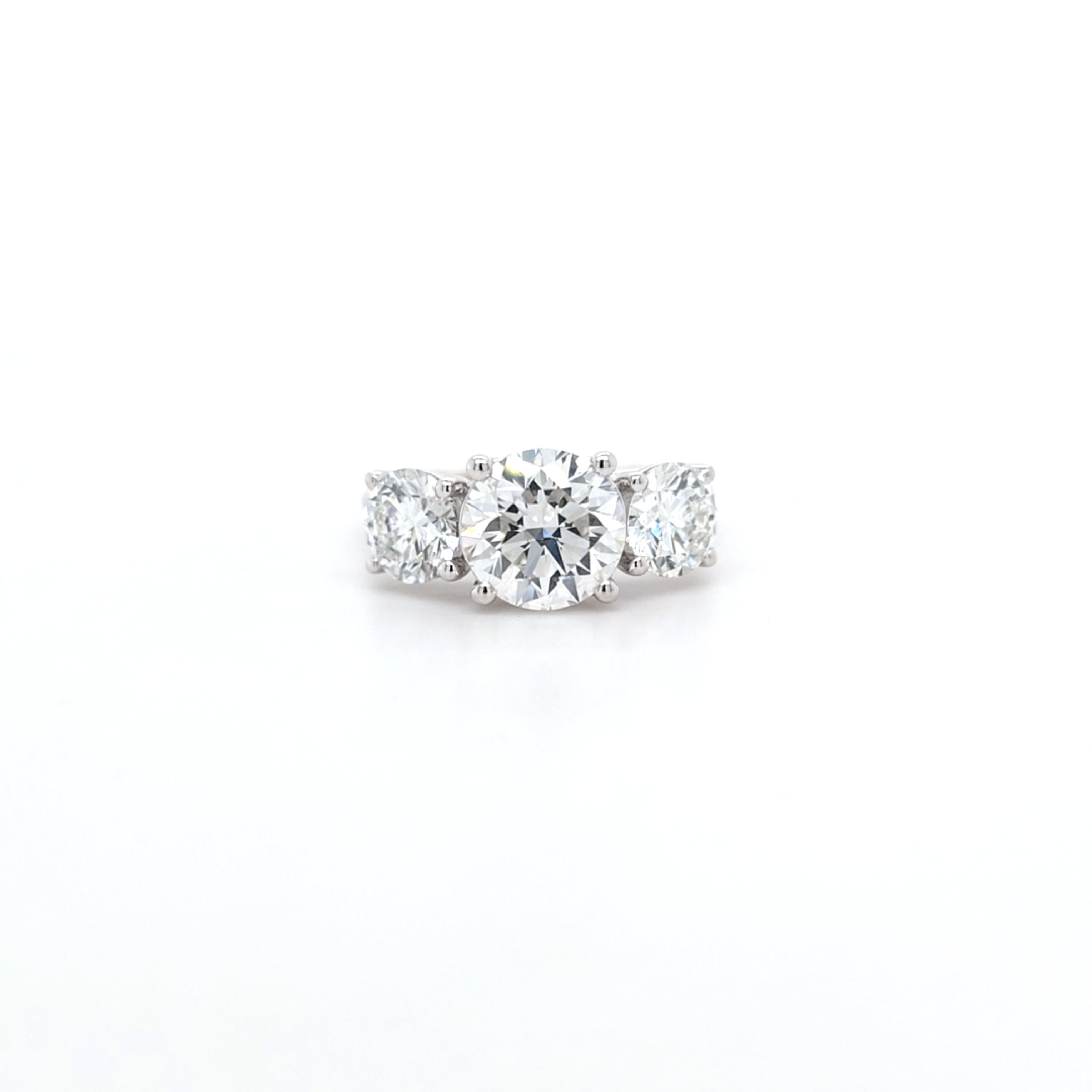 3.54ct F/VS1 Round Brilliant Cut LAB Diamond 3 Stone Ring Set in White Gold - Montpellier Jewellers