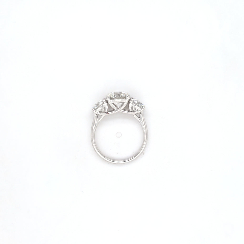 3.54ct F/VS1 Round Brilliant Cut LAB Diamond Solitaire 3 Stone Ring Set in White Gold