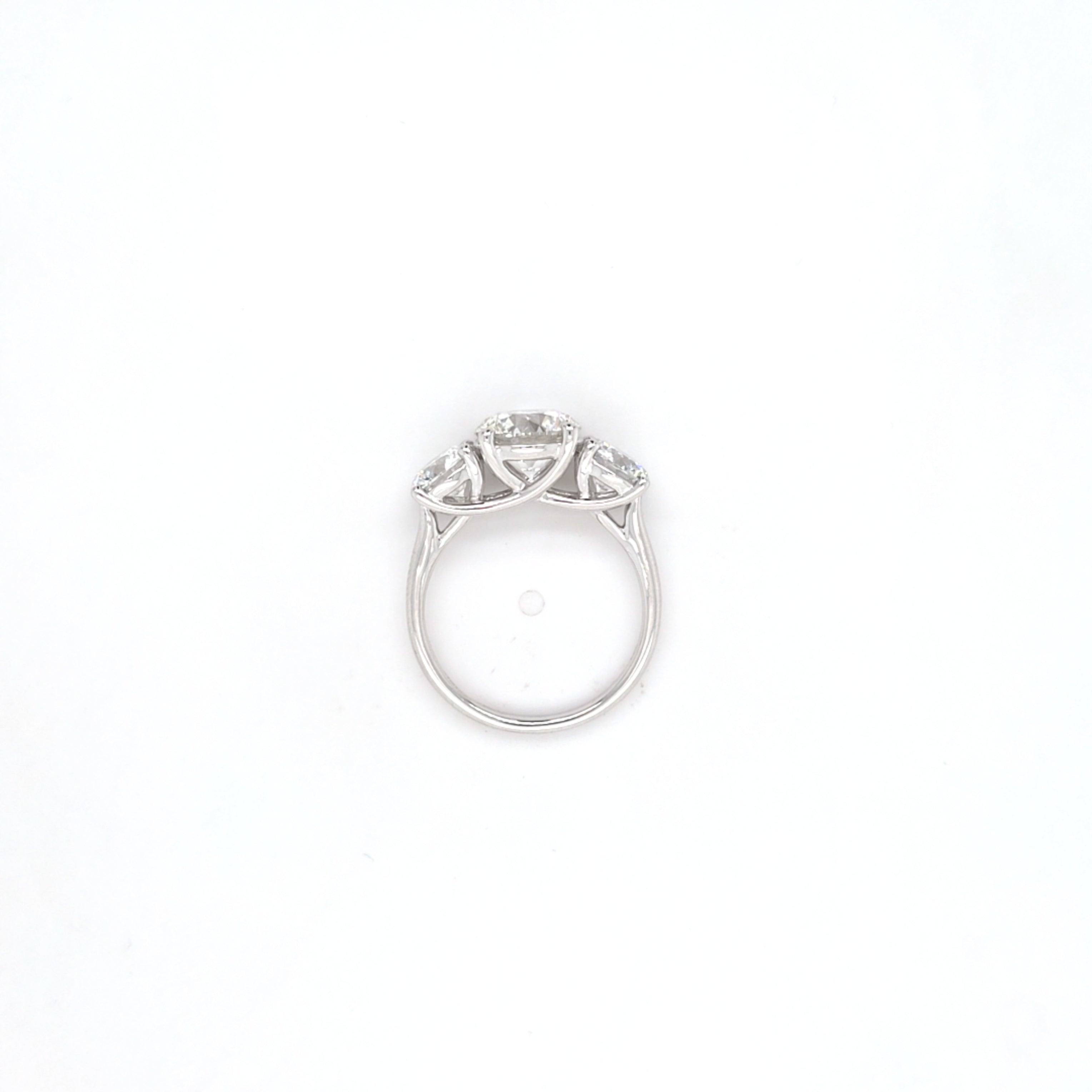 3.54ct F/VS1 Round Brilliant Cut LAB Diamond 3 Stone Ring Set in White Gold - Montpellier Jewellers
