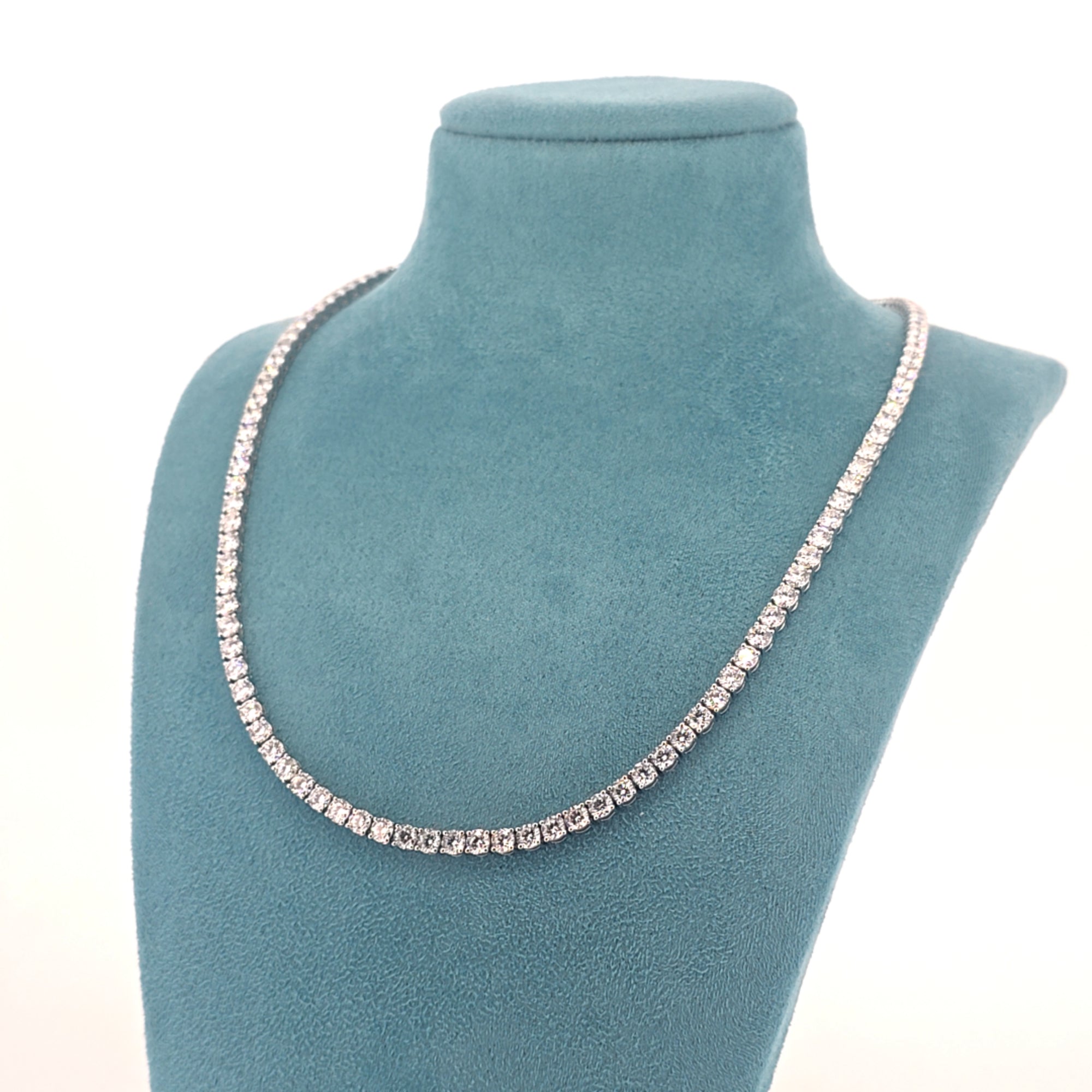 20.05ct LAB Diamond Tennis Necklace Set in 9ct White Gold