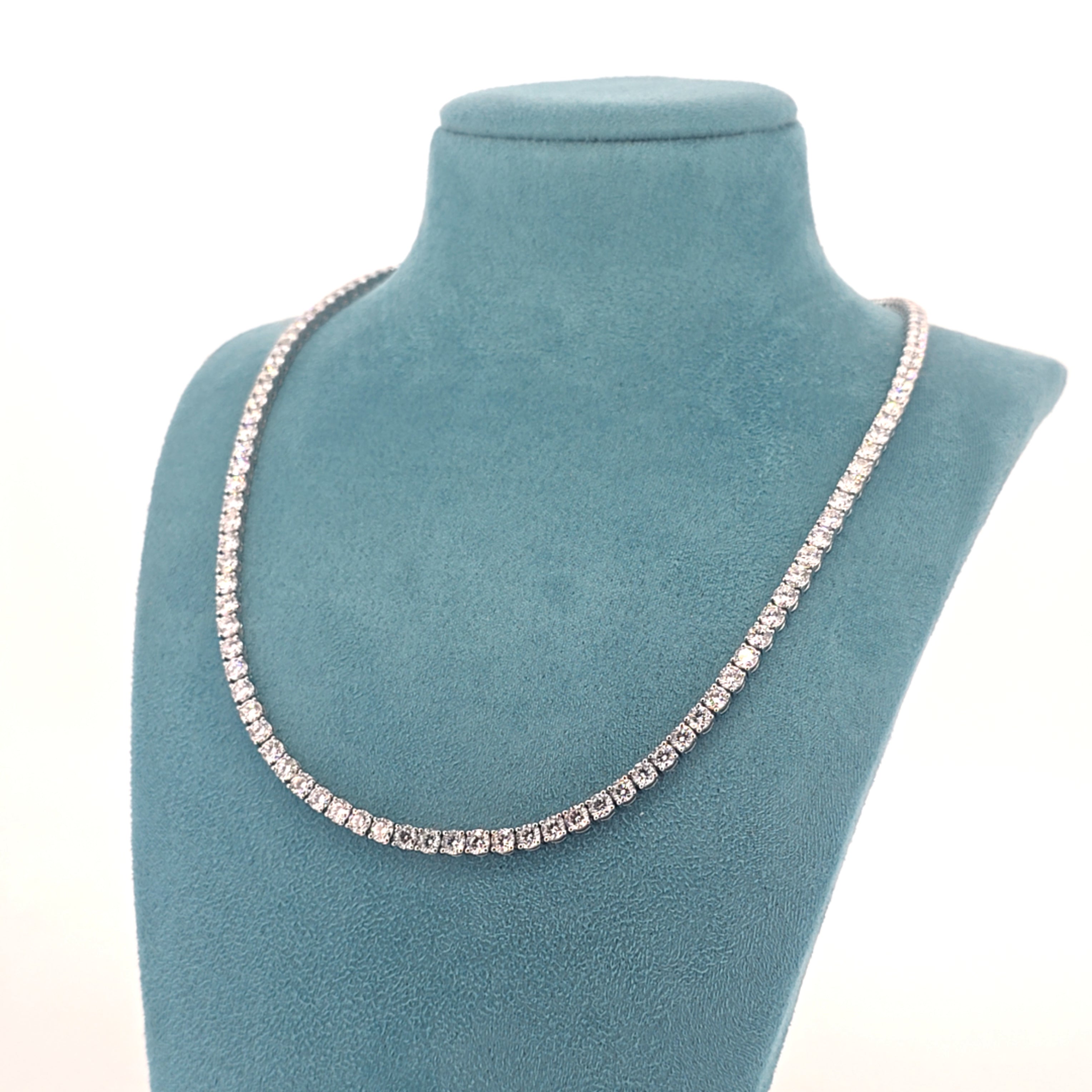 20.05ct LAB Diamond Tennis Necklace Set in 9ct White Gold - Montpellier Jewellers