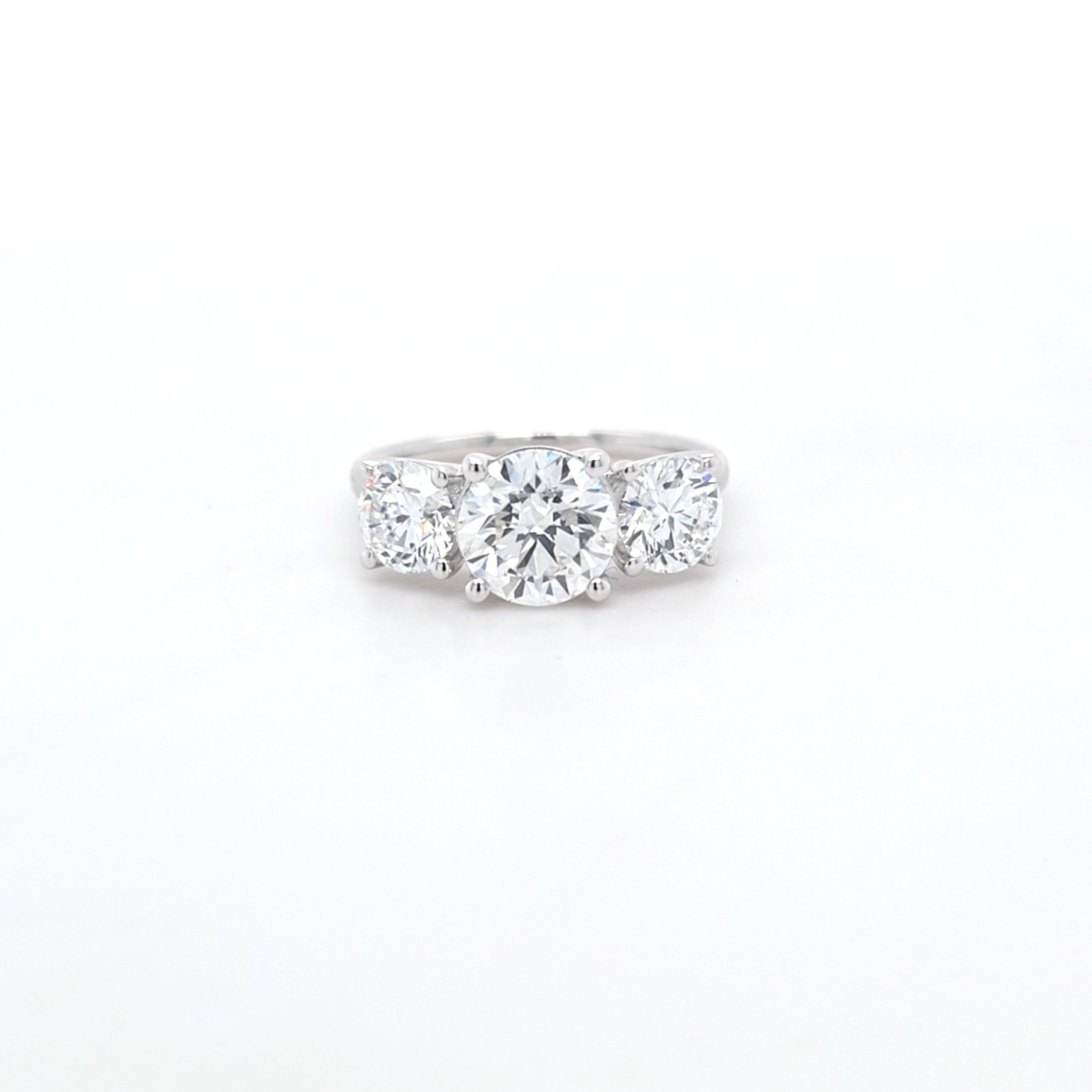 2.75ct F/VS1 Round Brilliant Cut LAB Diamond 3 Stone Ring Set in White Gold - Montpellier Jewellers