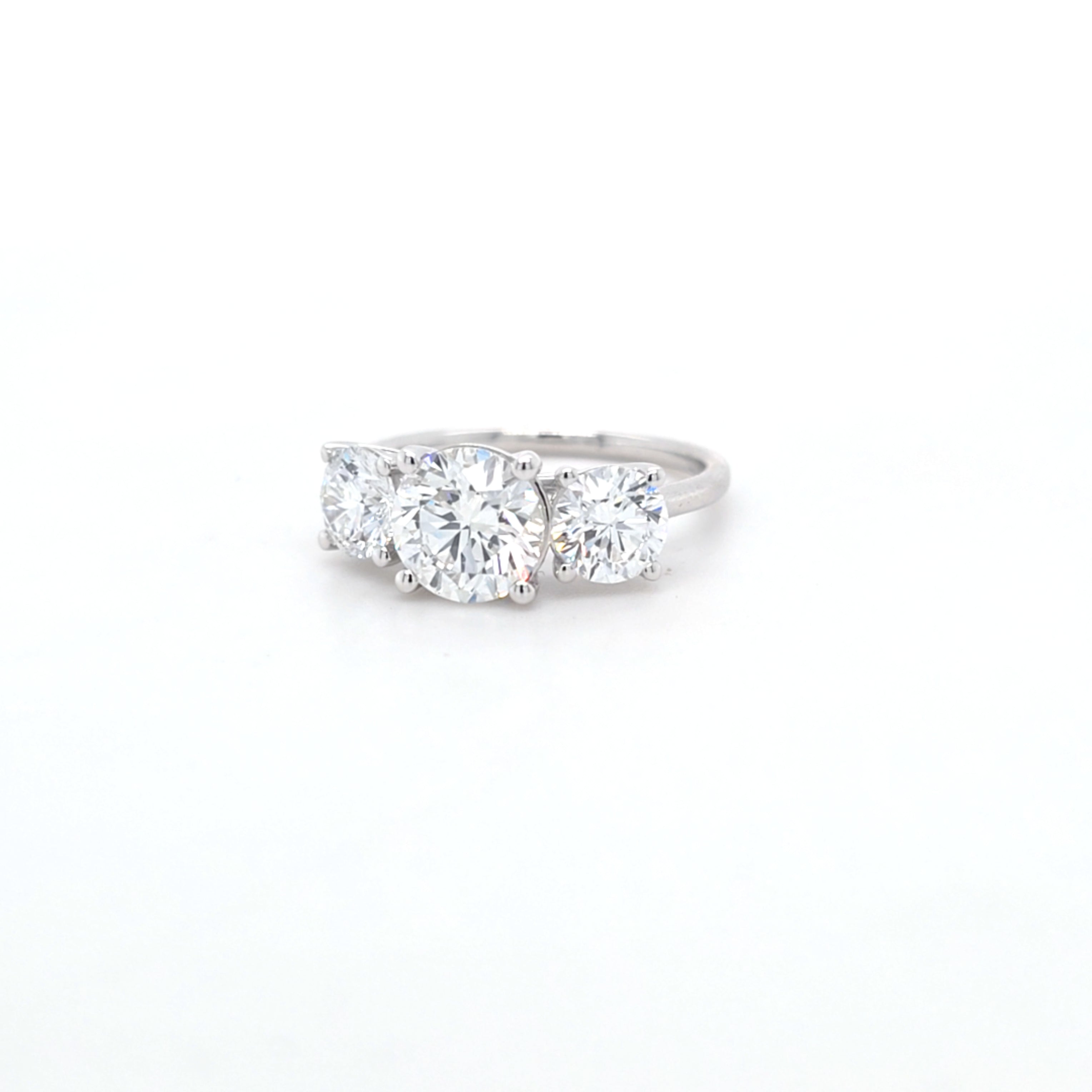2.75ct F/VS1 Round Brilliant Cut LAB Diamond 3 Stone Ring Set in White Gold - Montpellier Jewellers