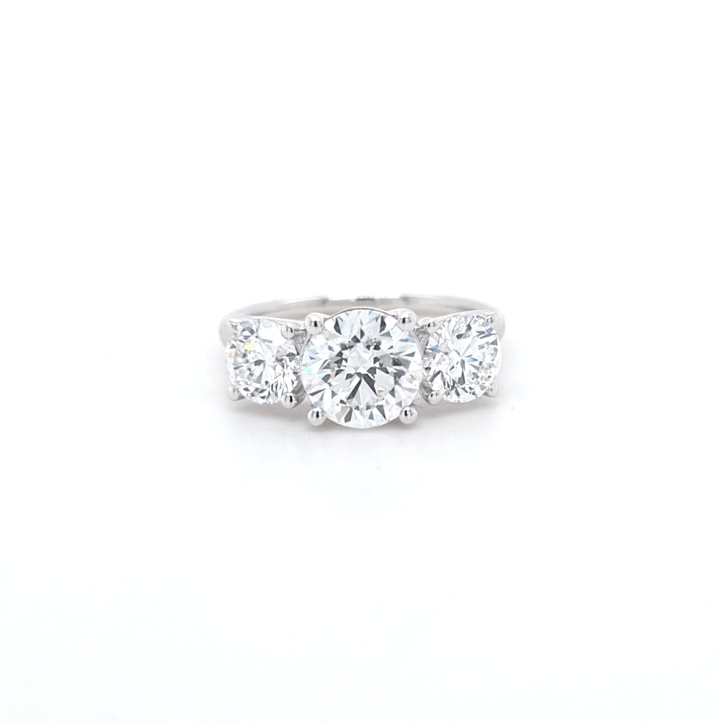 2.75ct F/VS1 Round Brilliant Cut LAB Diamond 3 Stone Ring Set in White Gold