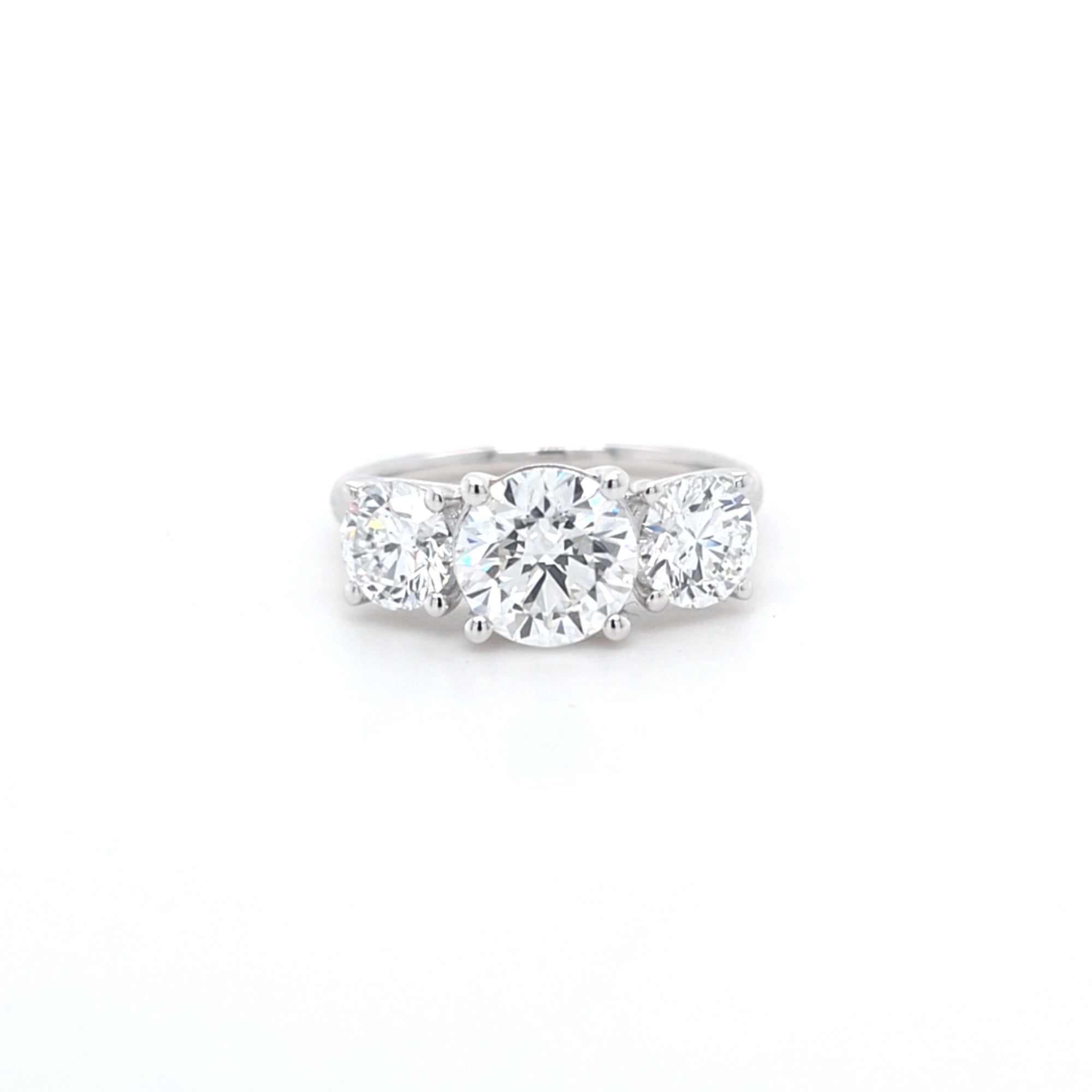 2.75ct F/VS1 Round Brilliant Cut LAB Diamond 3 Stone Ring Set in White Gold